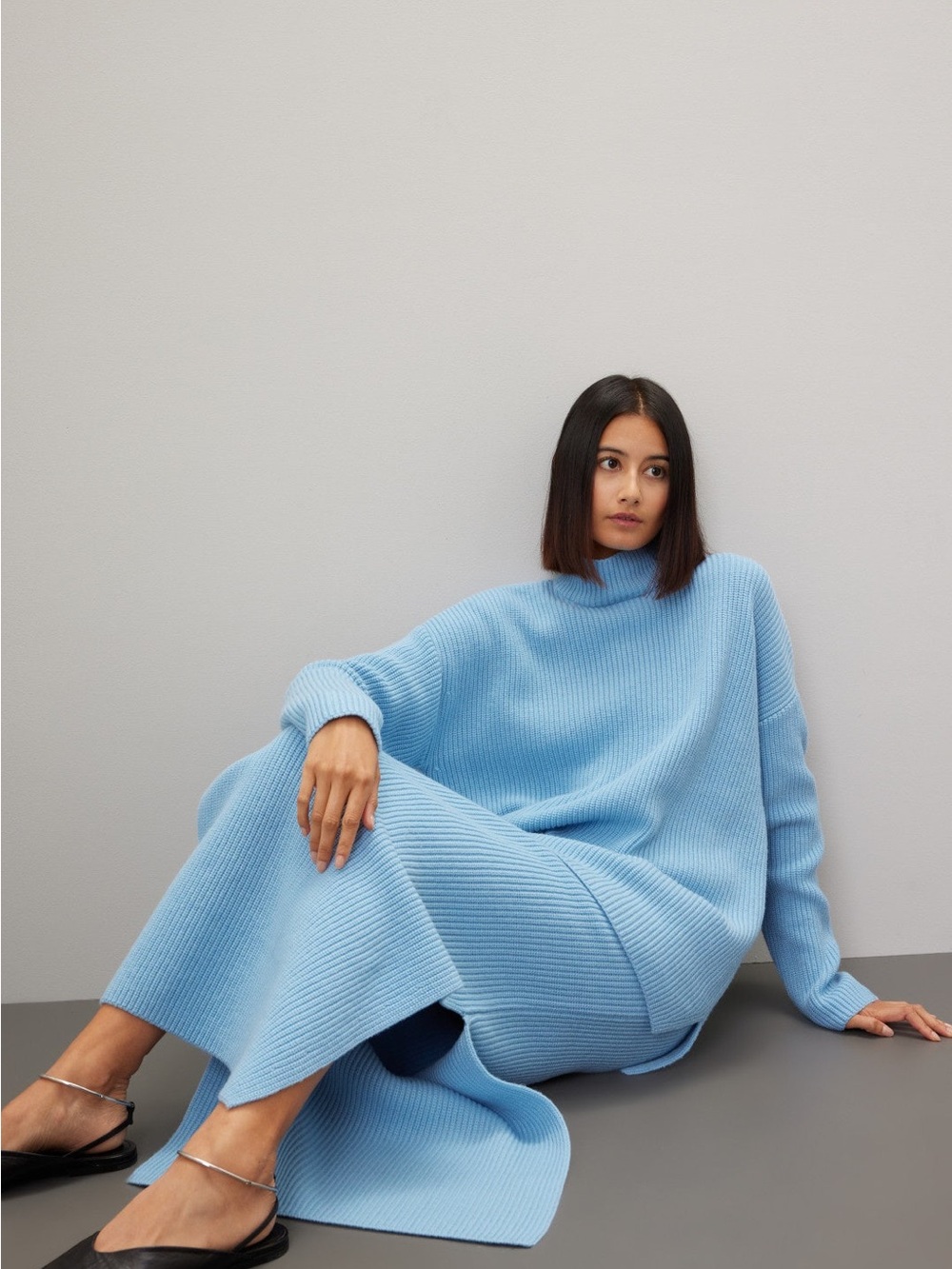 Ribbed Maxi Skirt in Light Blue - Picture 3 of 6